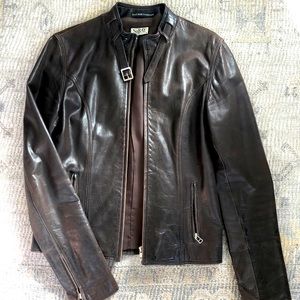 Vintage Italian Leather Brown Motorcycle Jacket